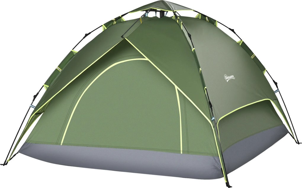 Outsunny Tentă de camping tentă pop-up ușoară pentru 2-3 pers. - 2 uși mari - 210 x 210 x 140 cm fibră de sticlă poliester | Aosom Romania