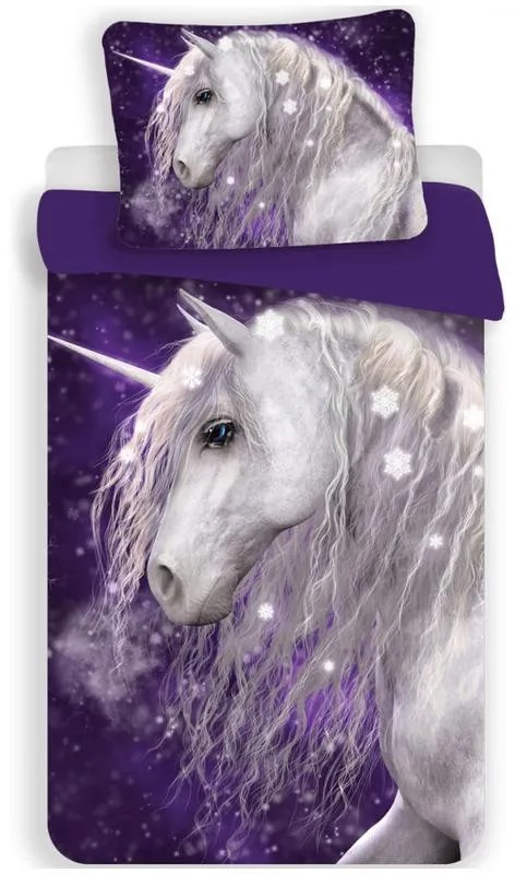 Unicorn Purple set de lenjerie de pat 140×200cm, 70×90 cm