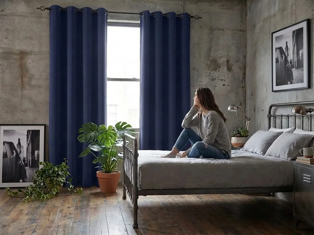 Draperie OXFORD LIGHT 140x250 cm, albastru inchis Agatat: Rejansa