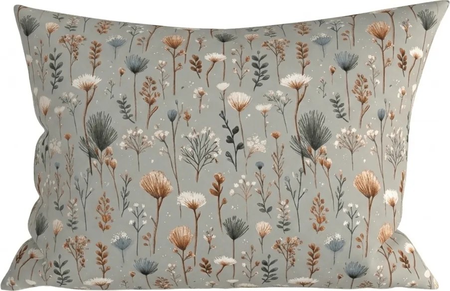 Husa pentru perna din microfibra BOTANIC FIELD 70x90 cm, gri