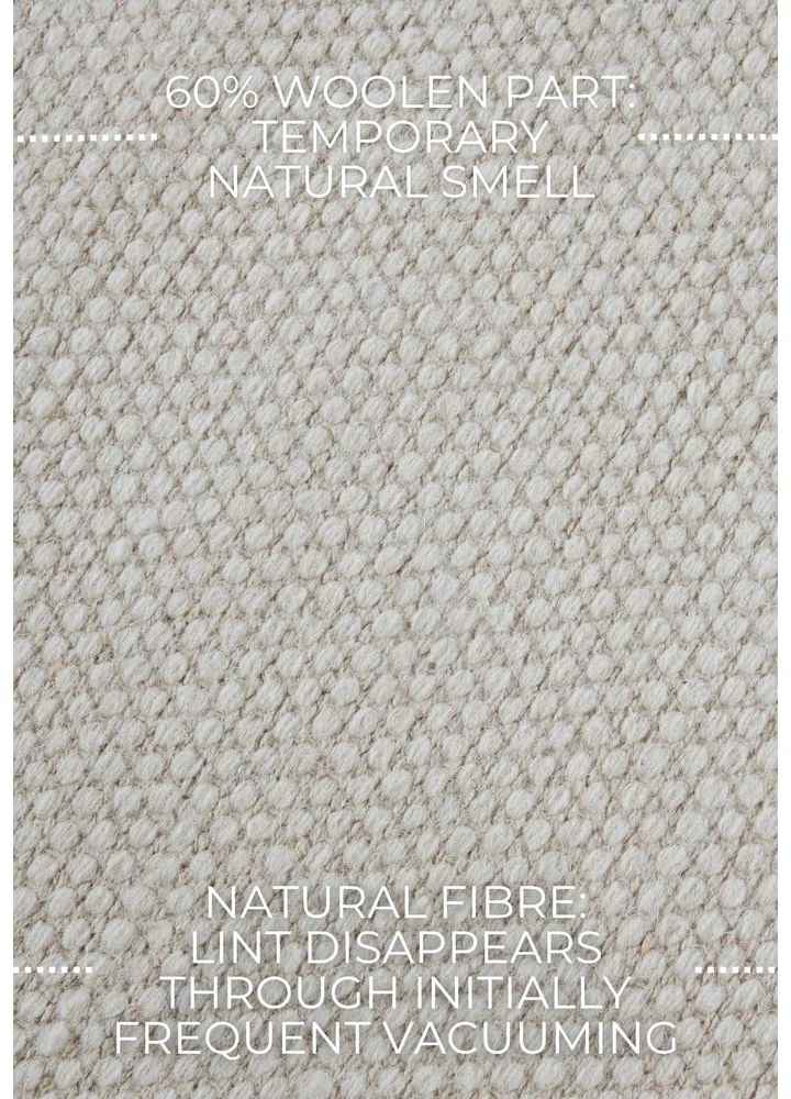 Covor tip traversă crem țesut manual din amestesc de lână 80x200 cm Pradesh Natural White – Elle Decoration