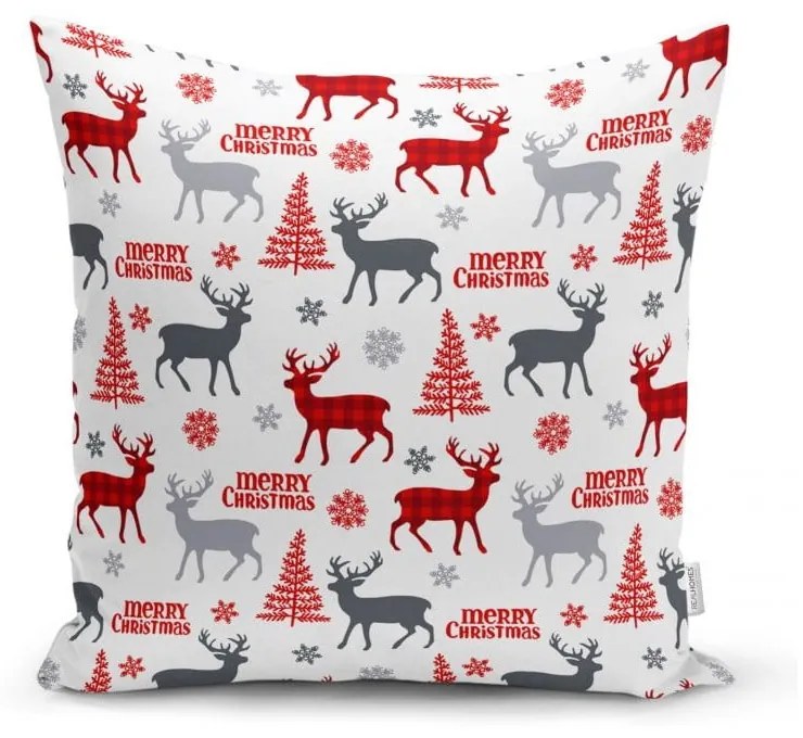 Set 4 fețe de pernă și un napron de masă cu model de Crăciun Minimalist Cushion Covers Happy Holiday