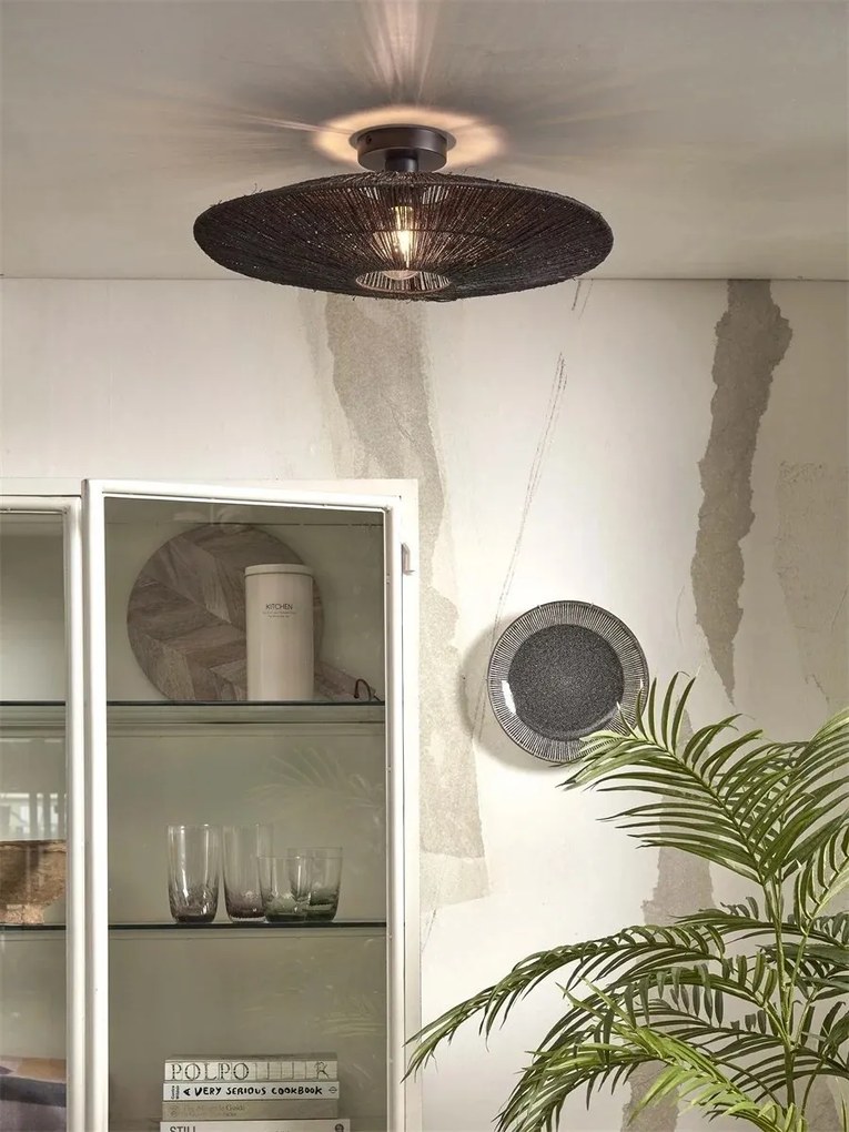 Plafoniera eco din iuta Iguazu L disc 55cm, negru