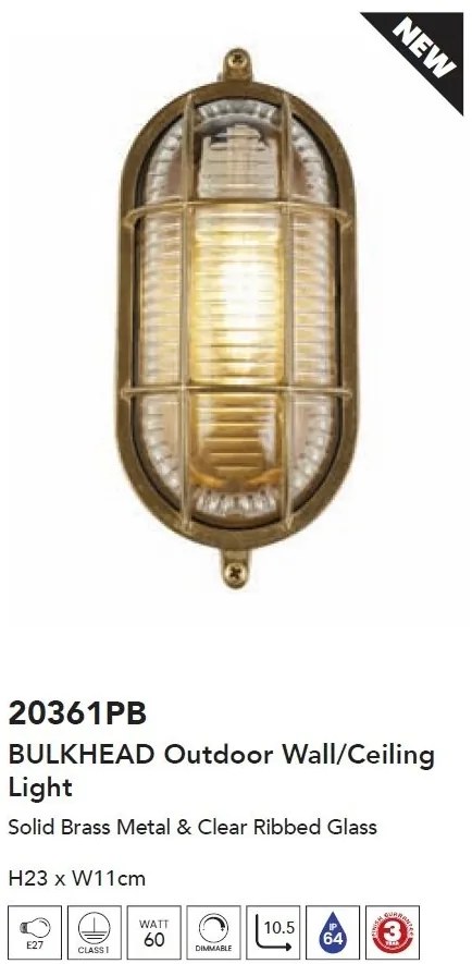 Aplica de perete iluminat exterior traditional IP64 Bulkhead