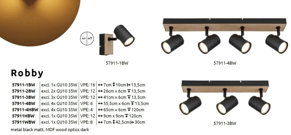 Lustra 4L design industrial Robby negru, maro