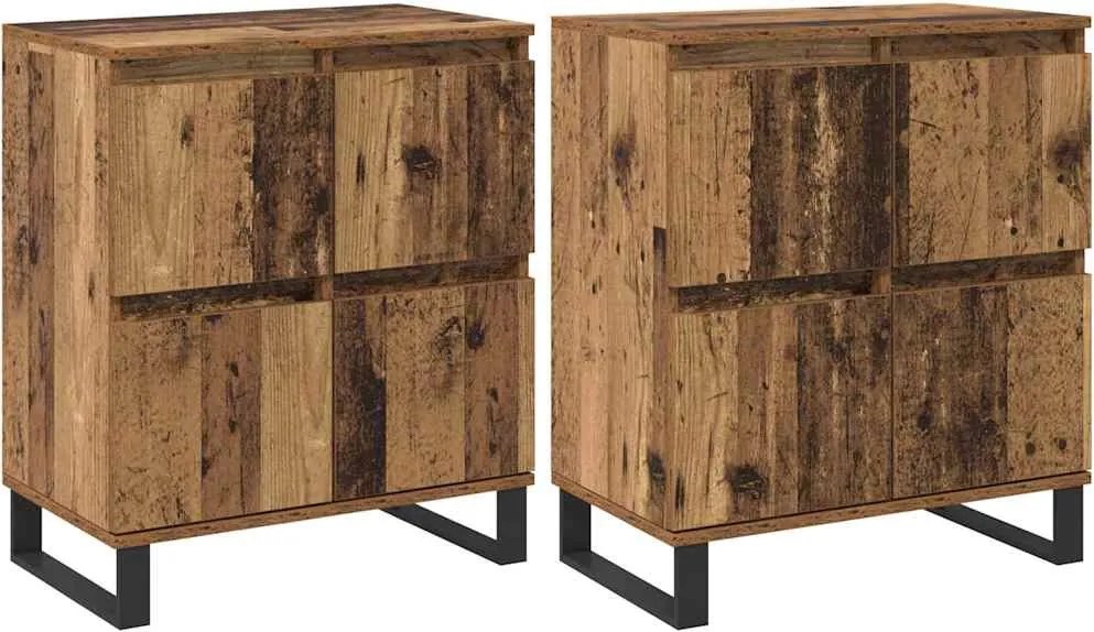 vidaXL Bufet 2 pcs Lemn vechi 60 x 35 x 70 cm