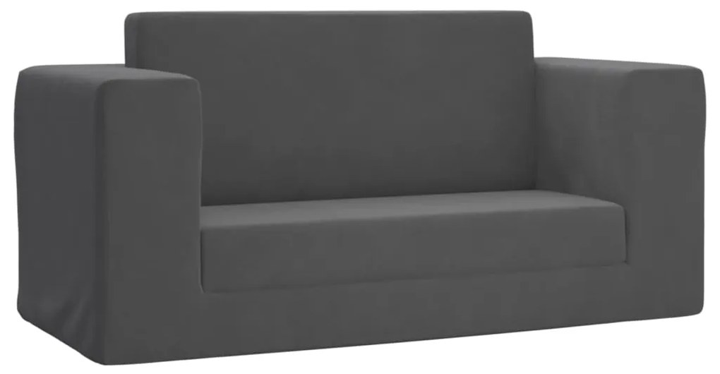 341853 vidaXL Canapea extensibilă de copii cu 2 locuri, antracit, pluș moale
