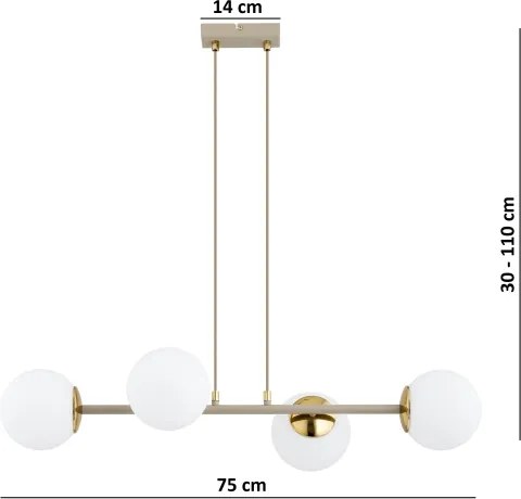 BRILAGI - Lustră pe cablu MILO ECRU 4xE27/60W/230V bej/auriu