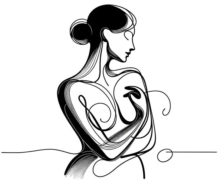 Tablou corp feminin în linii artistice