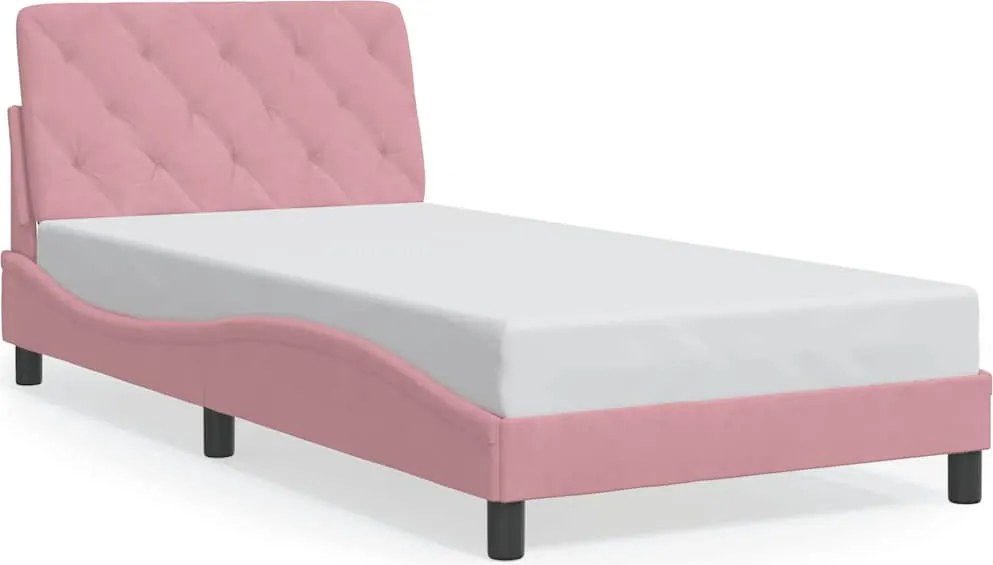 vidaXL Cadru de pat fără saltea, roz, 100x200 cm, catifea