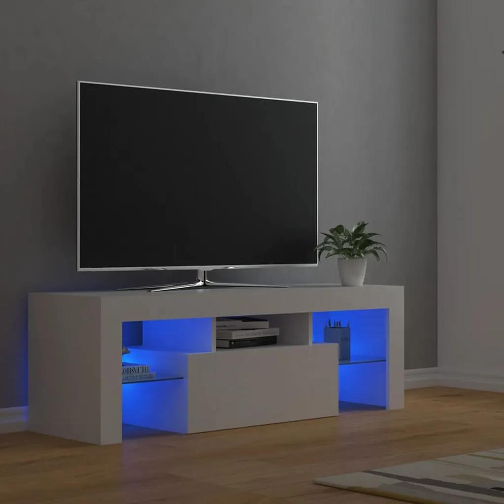 804346 vidaXL Comodă TV cu lumini LED, alb, 120x35x40 cm