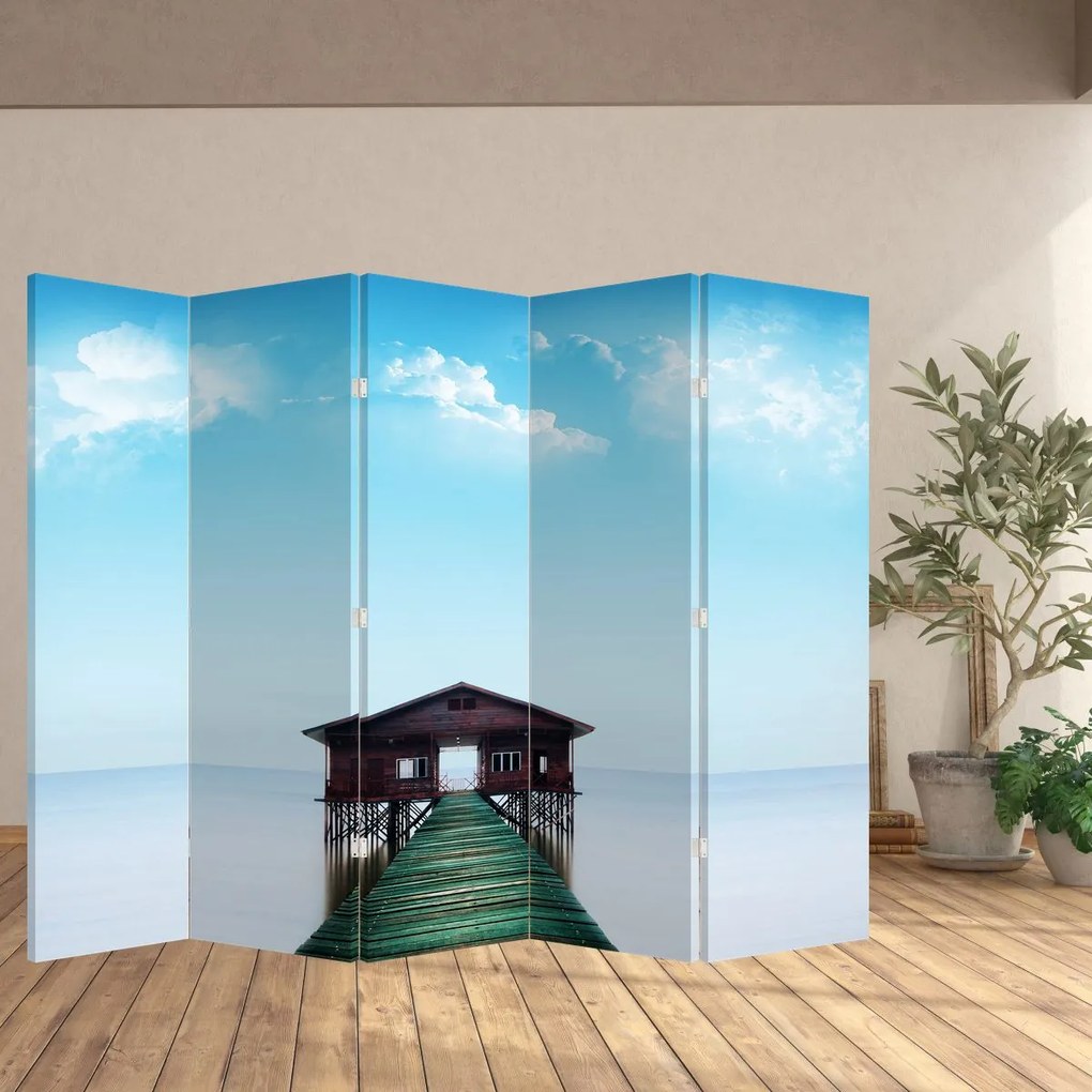 Paravan - Casă pe mare (210x170 cm)