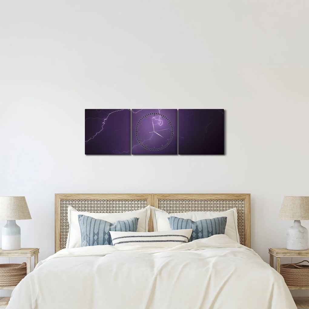 Tabloul cu fulger pe cer (cu ceas) (90x30 cm)