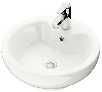 BATH DELUXE 06-045-11-11-00 - Lavoar DRAMMEN pentru montaj pe blat, Ø 40,1 cm, ceramică, alb