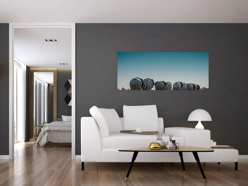 Tablou - Plecarea elefanților (120x50 cm)