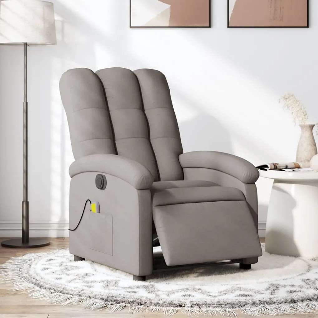 vidaXL Fotoliu electric de masaj rabatabil, gri taupe, textil