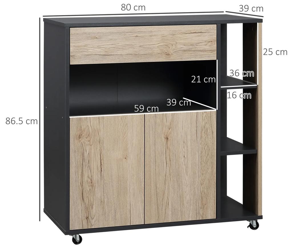 Mobilier de Bucătărie Multifuncțional HOMCOM, 80x39x86.5cm | Aosom RO