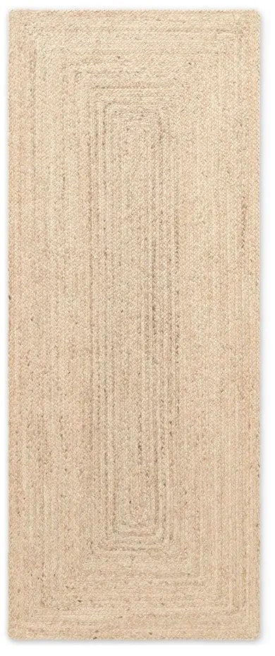 Covor tip traversă culoare naturală deschisă reversibil, țesut manual din iută 80x200 cm Sharmila Natural White – Hanse Home