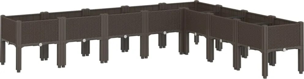 vidaXL Jardinieră de grădină cu picioare, maro, 200x160x42 cm, PP