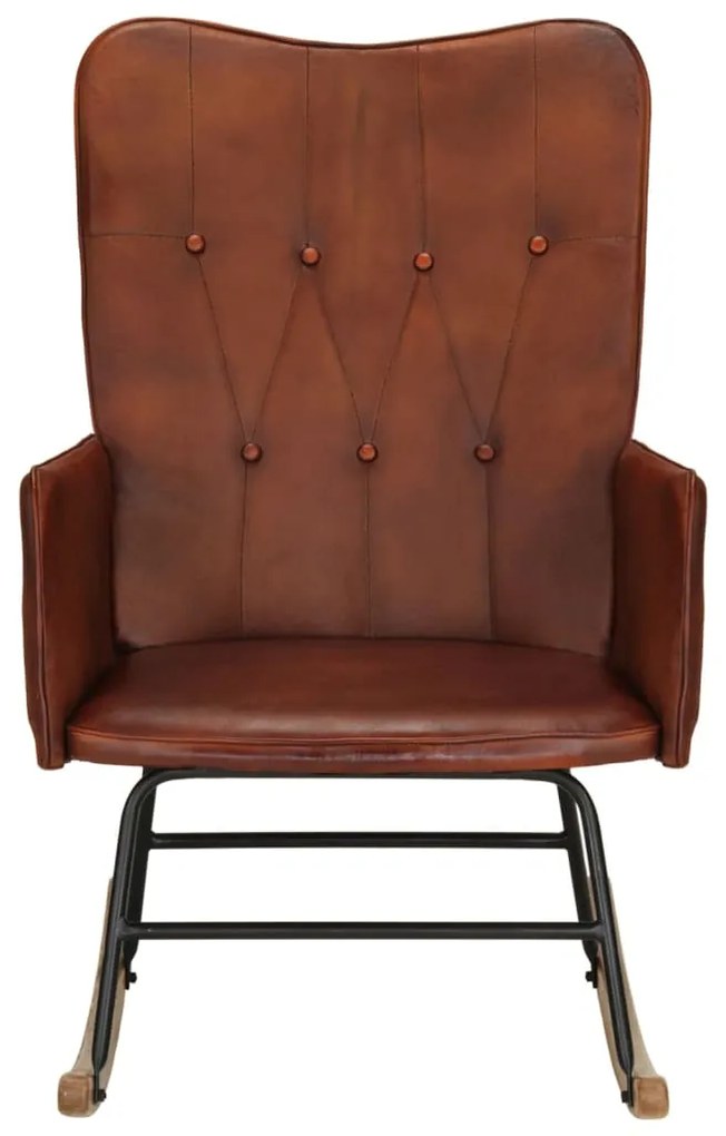 339680 vidaXL Scaun balansoar, maro, piele naturală