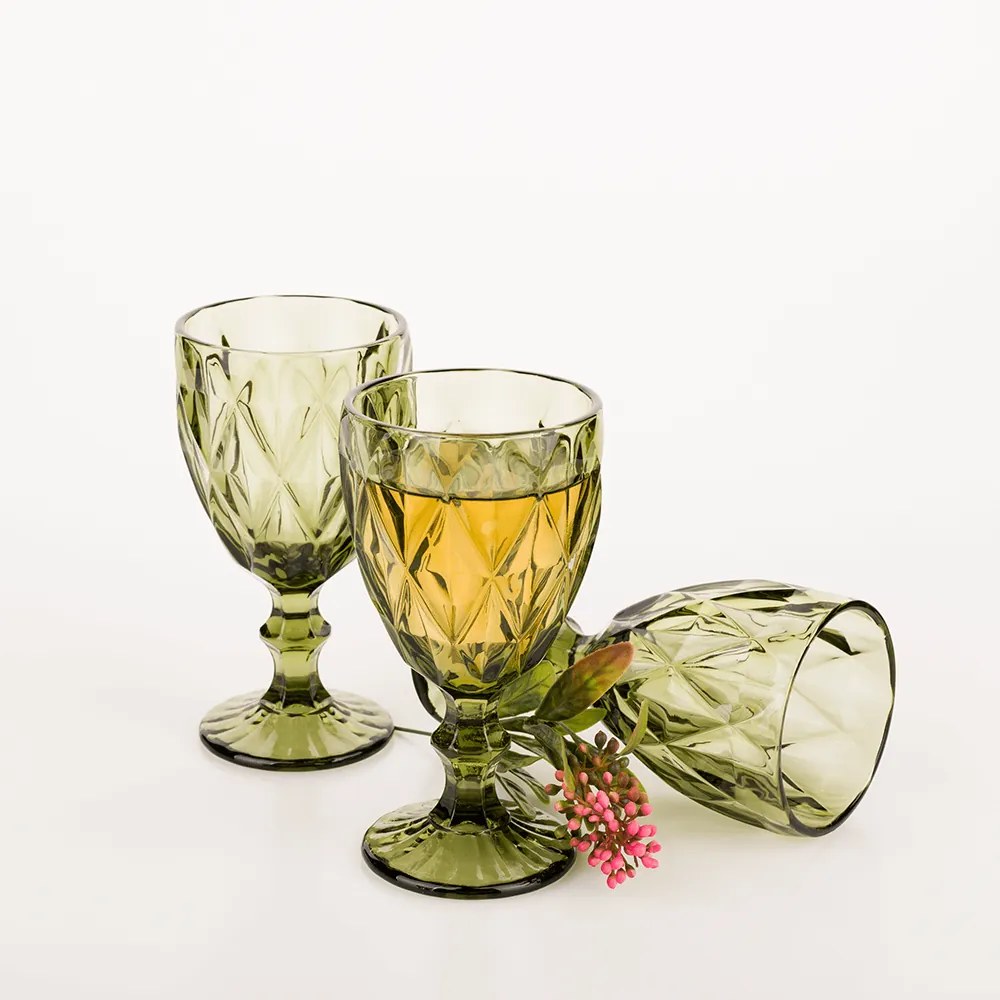 Set de pahare de vin, 6buc, 300 ml, verde, BAROLO TYPE 3