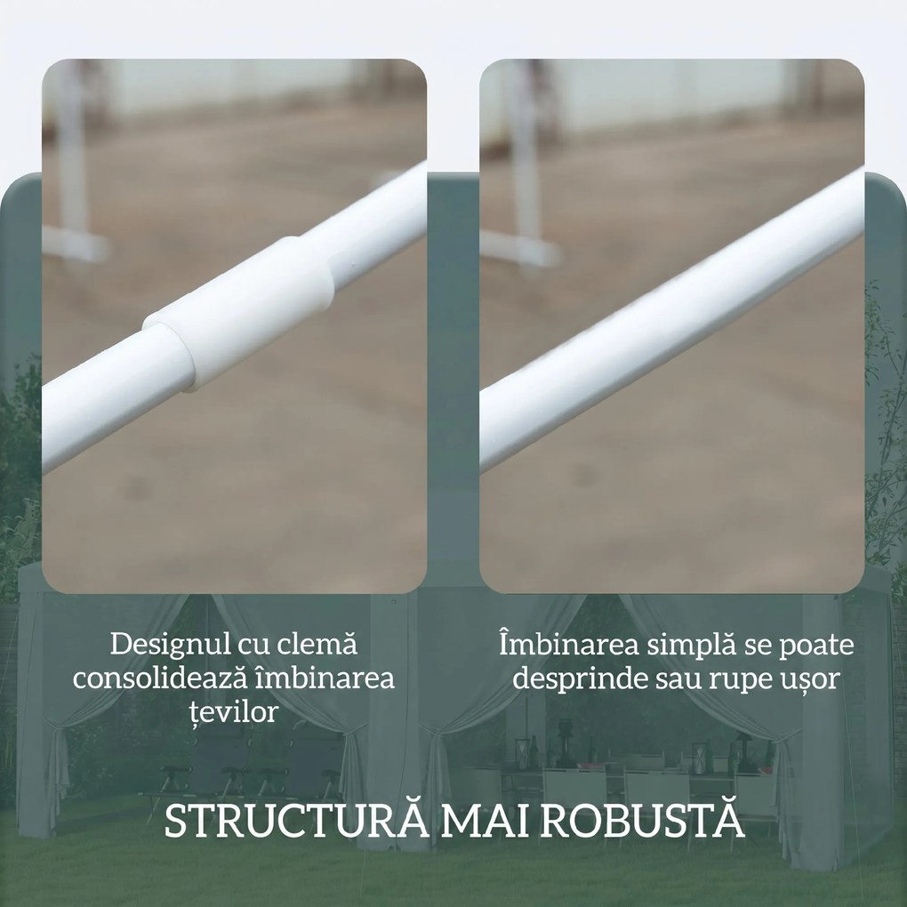 Outsunny  Cort de Exterior cu 6 Părți Laterale Detașabile, Cort pentru Petrecerie, Adăpost pentru Umbră pentru Evenimente, 584.6x295.6x256 cm, Alb.