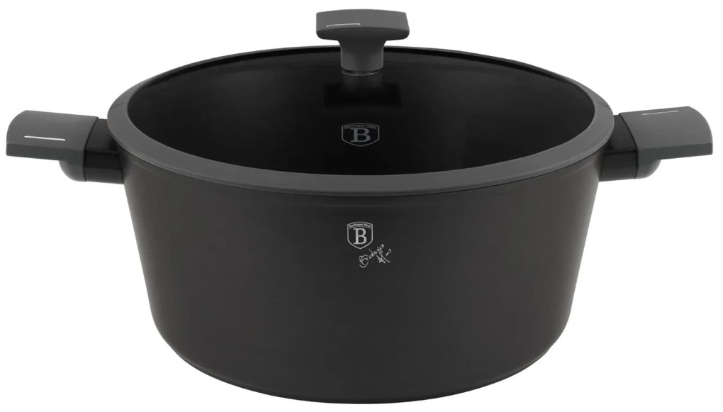 Oală cu capac 30 cm, 8 L Berlinger Haus BH 8133, Anthracite Collection, pentru gătit în familie, antiaderentă