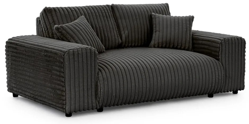 Canapea gri închis cu tapițerie din catifea reiată 178 cm Justin – Ropez