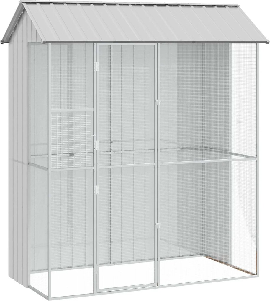 vidaXL Cușcă pentru păsări Gri 215 x 110 x 247 cm Oțel Galvanizat