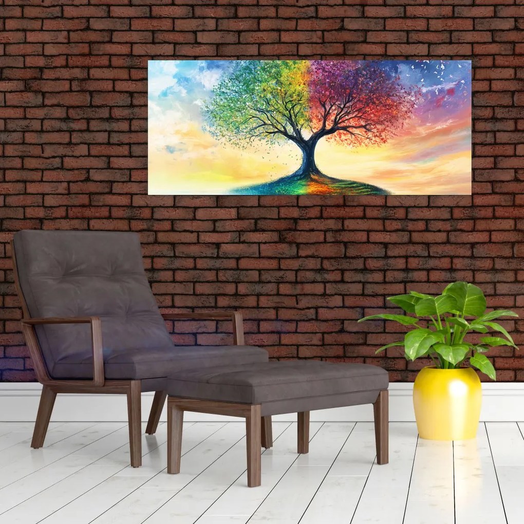Tablou – Arbore pictat al anotimpurilor (120x50 cm)