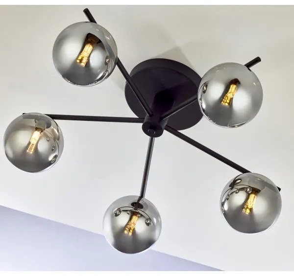 Jupiter 2048 - Plafonieră aplicată PRATO, 5xG9/14W/230V, negru/gri fumuriu