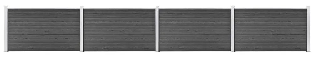 vidaXL Set de panouri de gard, negru, 699 x 105 cm, WPC