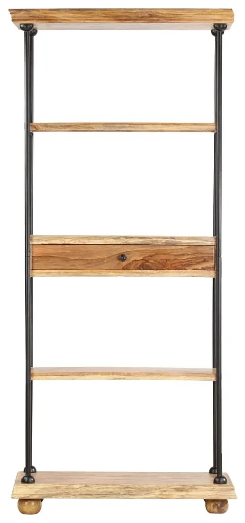 286270 vidaXL Bibliotecă cu 5 rafturi 80x35x180 cm, lemn masiv mango și oțel