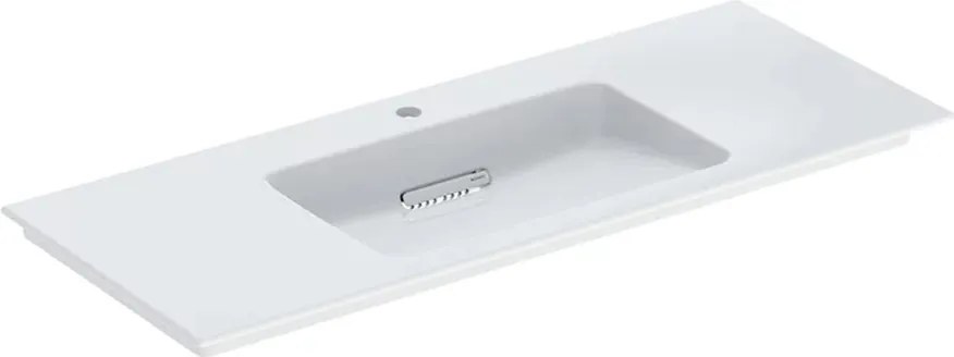 Lavoar pe mobilier Geberit One Slim 120 cm alb cu orificiu baterie si scurgere speciala