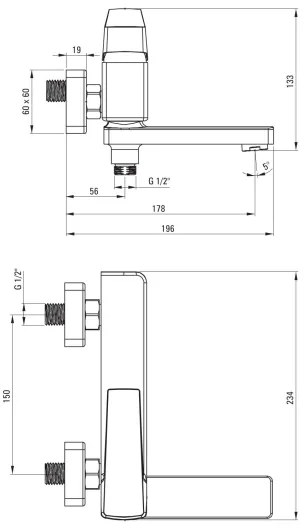 Deante BQL_N12M BLUR - Baterie de cadă rabatabilă, neagră