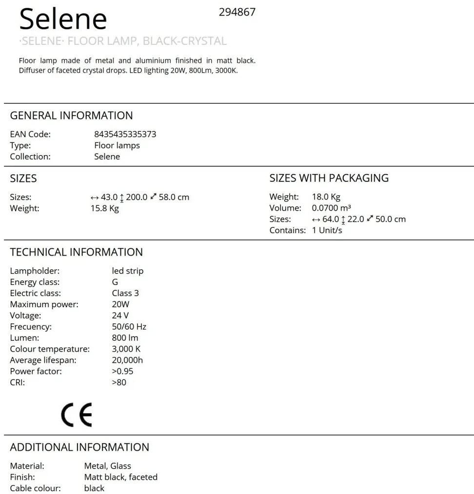 Lampadar LED / Lampa de podea design elegant Selene
