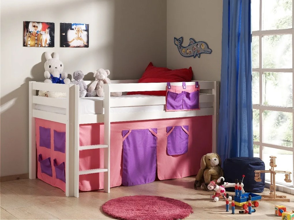 Perdea de joacă cu tema BELLA pentru pat semi-supraetajat pentru copii PINO, roz – Vipack