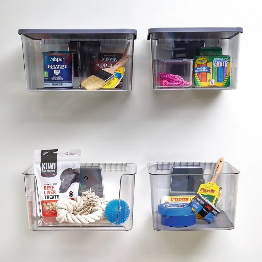 Coș frontal deschis și suport din plastic reciclat iD Wallspace - iDesign