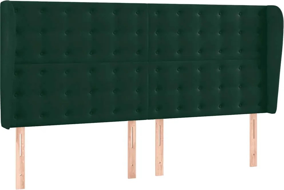 vidaXL Tăblie pat cu aripioare verde închis 163x23x118/128 cm catifea