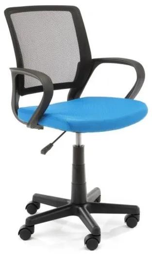 Scaun de birou pentru copii, rotativ, albastru si negru, max 100 kg, 53x56.5x81/93 cm