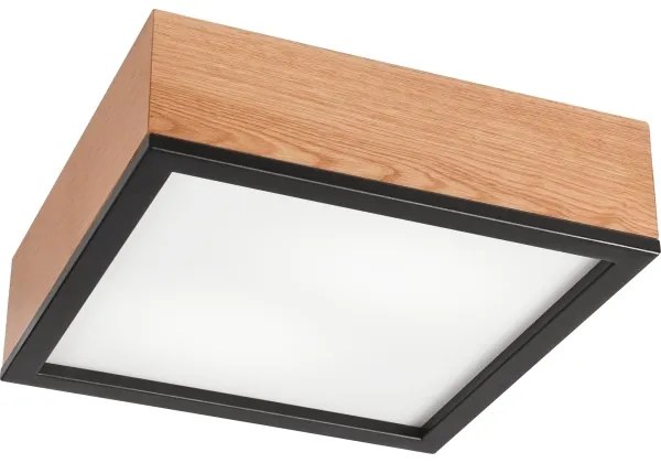 Plafonieră OAK SQUARE 2xE27/15W/230V 31x31 cm stejar/negru