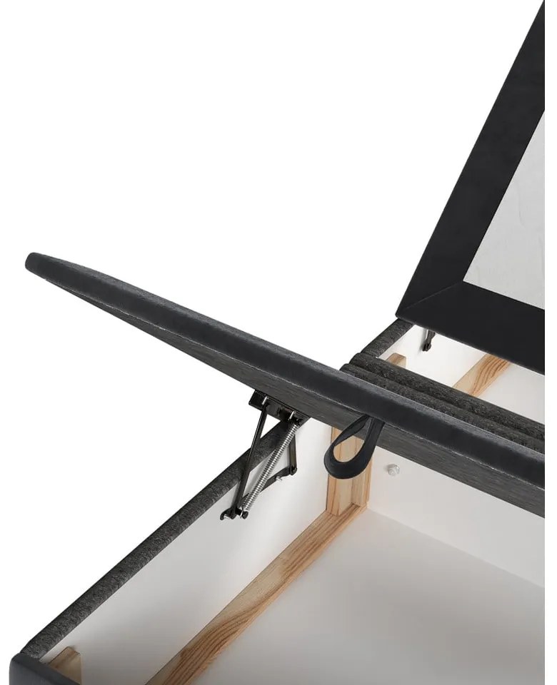 Pat matrimonial gri antracit tapițat cu spațiu de depozitare 180x200 cm Tate – Maison de Rêve