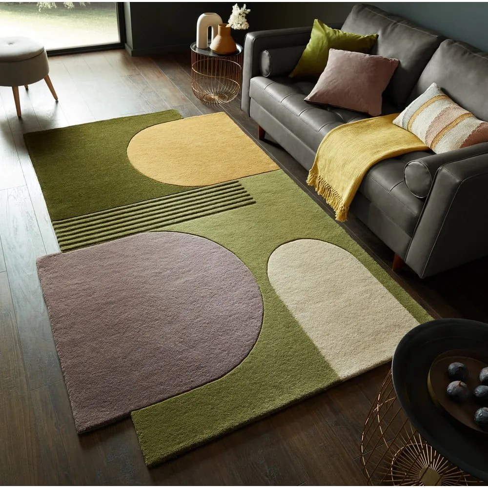 Covor verde din lână 180x120 cm Lozenge - Flair Rugs