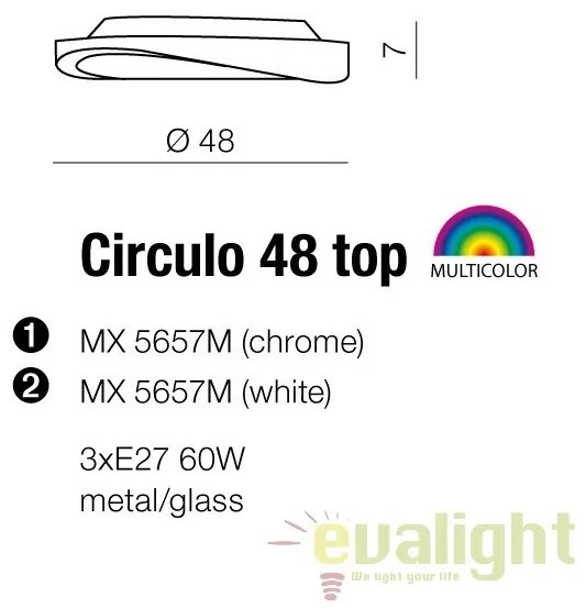 Lustra aplicata design modern 48cm Circulo Top chrom