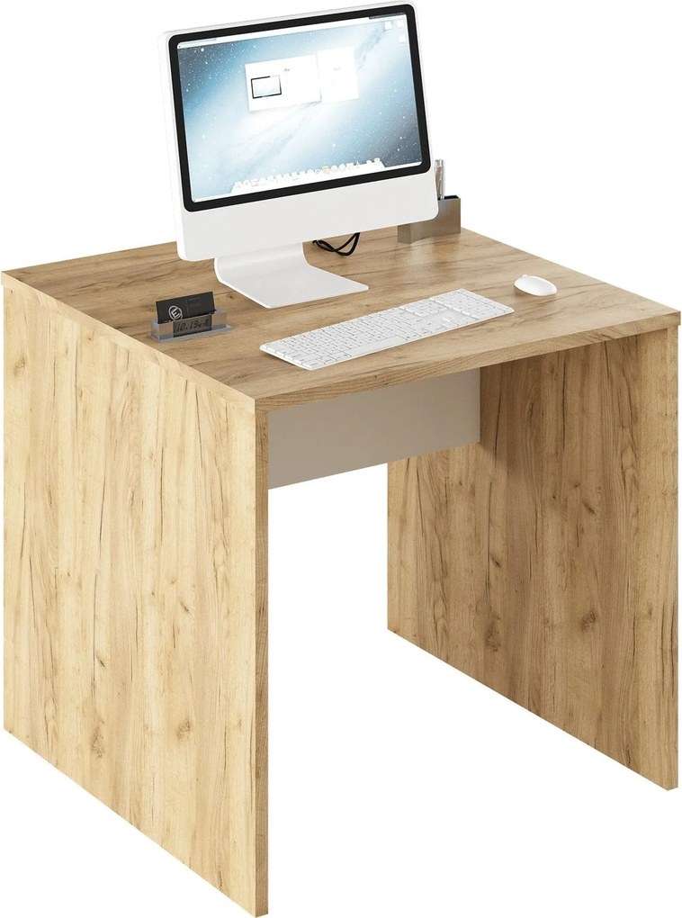 Masa birou RIOMA TYP 17, stejar artisan/alb, DTD laminat, 80x80x76 cm