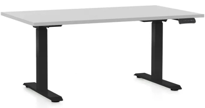 Masa inaltime reglabila OfficeTech D, 140 x 80 cm, bază neagră, gri deschis