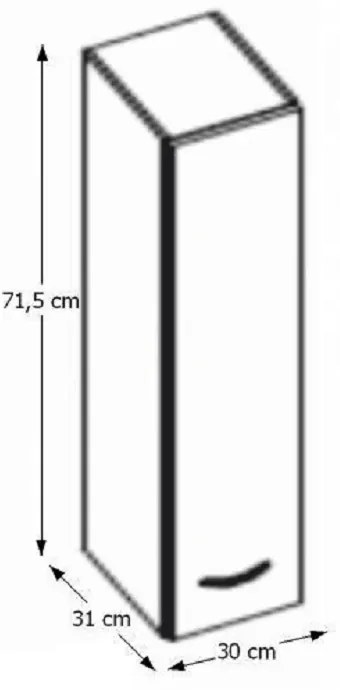 Dulap superior de bucătărie 30 G 72 Pleitton (crem lucios). 788642