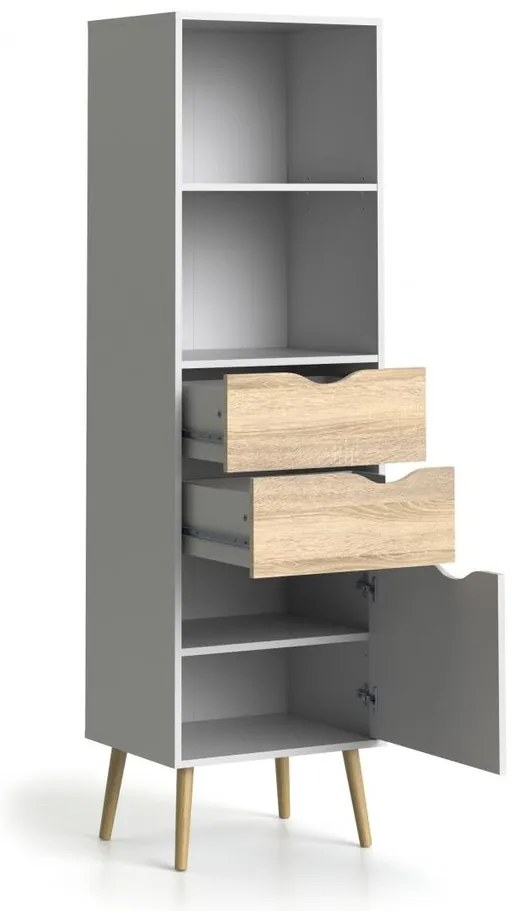 Raft cu polițe Retro II, alb / stejar sonoma