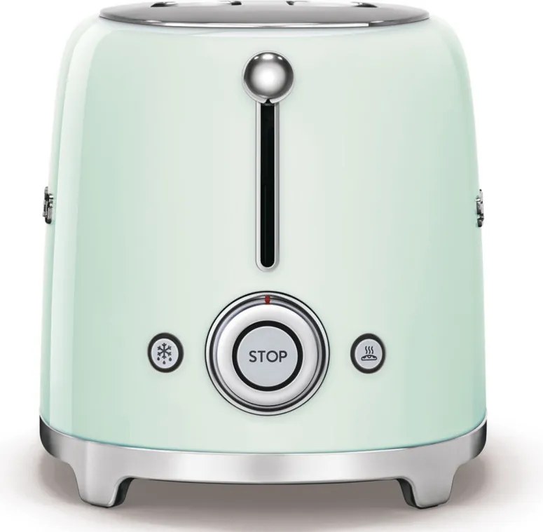 Prajitor de paine SMEG 50's Style TSF01PGEU, 950 W, 2 felii, 6 trepte, Tava pentru firimituri, Cablu integrat, Otel inoxidabil, Verde