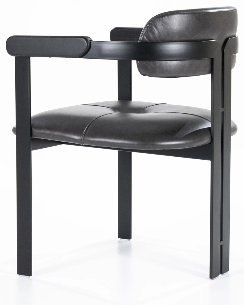 Scaun Morris din piele si metal negru